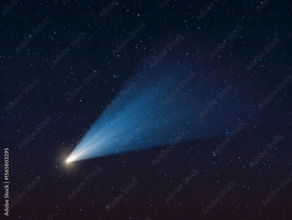 Obraz premium Comet streaking across a star filled night sky, a cosmic dance of light and celestial wonder.
