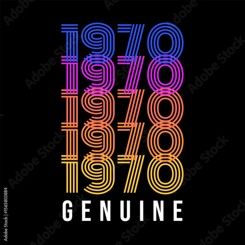 Retro 1970 Genuine Typography – Colorful Vintage Gradient Lines