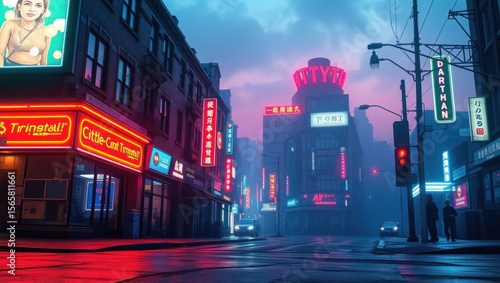 copy space for text background cool Cyberpunk Street Scene concept