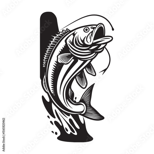 Dynamic Bass Fish Icon bass, fish, fishing, jump, leaping, hook, water splash,