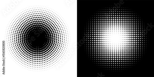 Halftone gradient. Dotted gradient, smooth dots spraying and halftones dot background seamless horizontal geometric pattern vector template set. unique dots modern circles