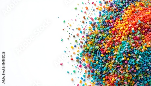 multi-colored plastic masterbatch granules isolated on white