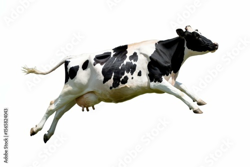 A flying cow isolated on black isolated, white background