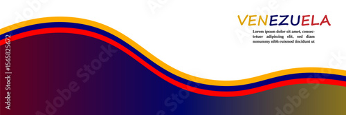 3D Venezuela Flag Banner with copy space and 3d Venezuelan flag ribbon. Silk Venezuela banner design background. Vector Illustration. EPS 10.