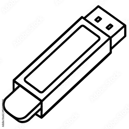 Modern Pen Drive Silhouette Illustration