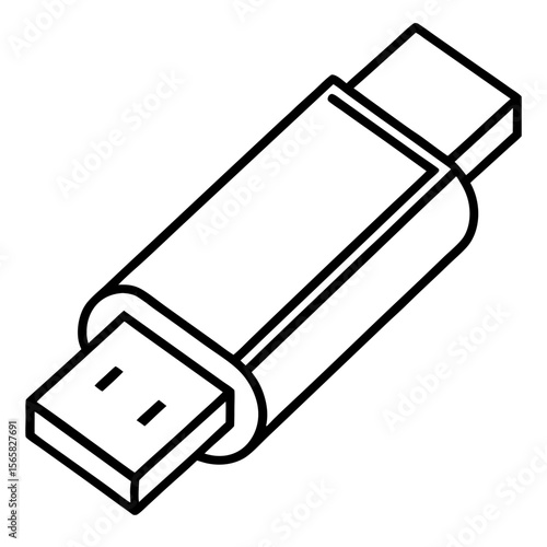 Modern Pen Drive Silhouette Illustration