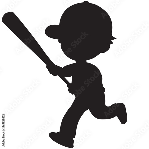 boy with baseball bat running
