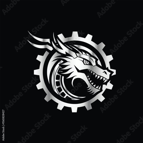 Cuadro en lienzo Tyrannosaurus Dinosaur head vector logo template and t-shirt design on black background