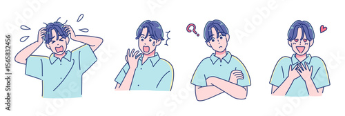 アニメタッチの男の子　表情セット