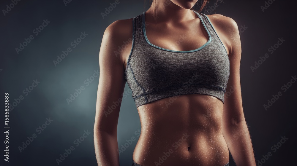 Naklejka premium Athletic woman in workout gear, strong and confident, embodying determination and fitness focus 