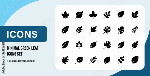 Minimal Black Leaf Icon Set