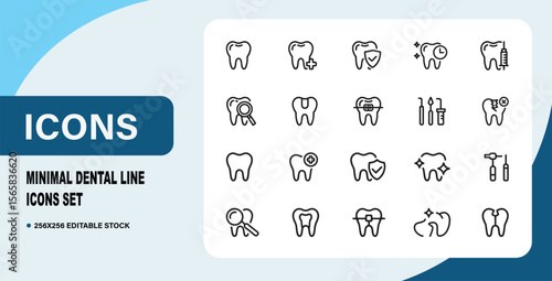 Minimal Dental Line Icons Set