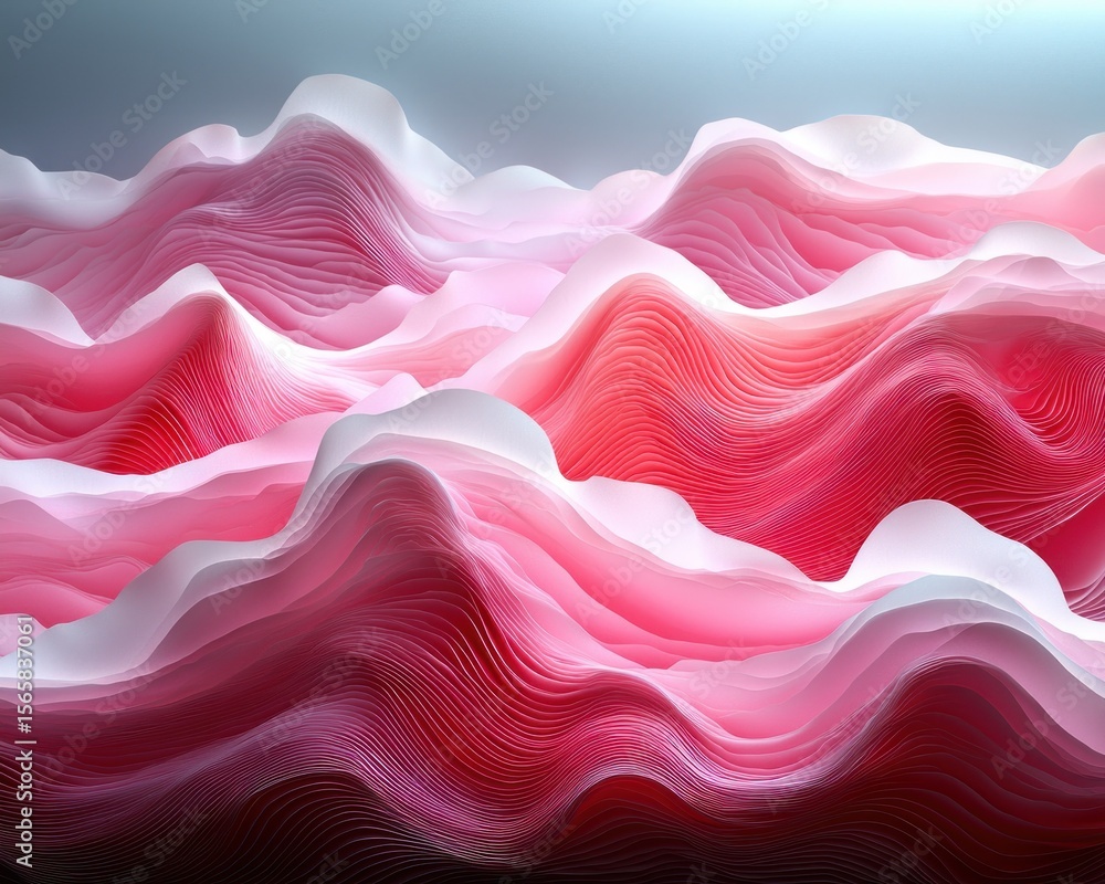 Fototapeta premium Abstract pink and white wave formations creating a serene landscape effect