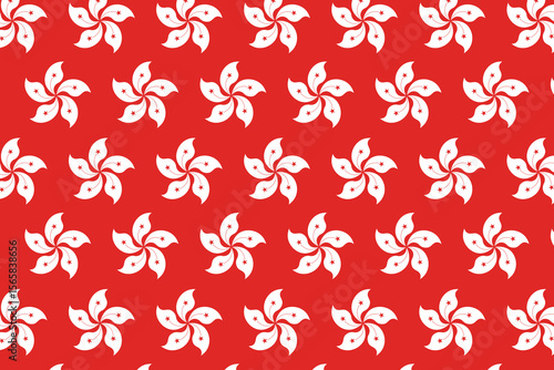 Hong Kong Flag with a Repeat Pattern of Bauhinia Blakeana Flowers.