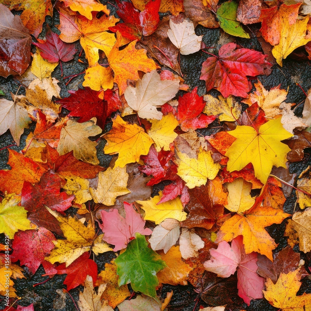 Fototapeta premium Colorful Autumn Leaves on Ground