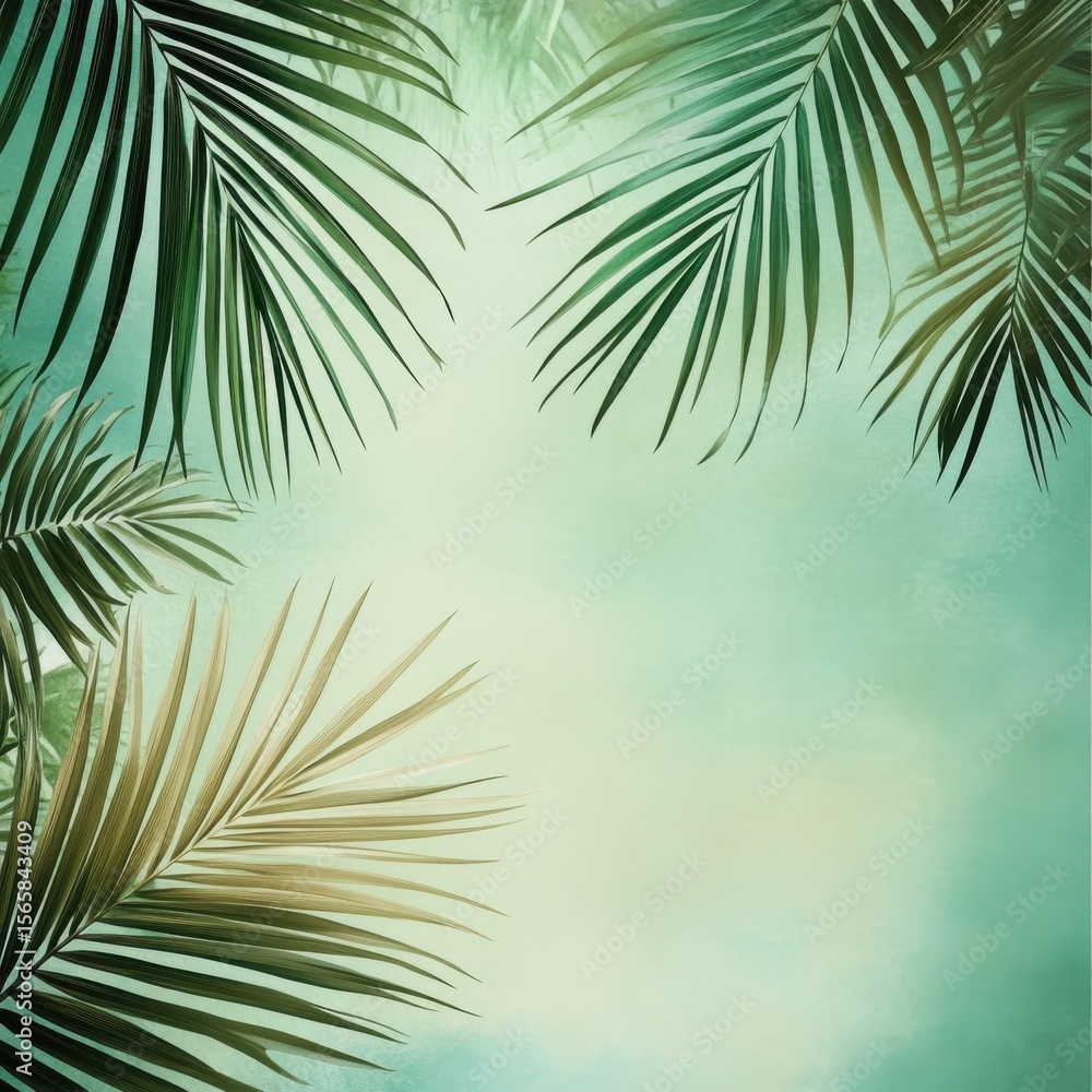 Fototapeta premium Lush Tropical Palm Leaves Against Soft Background