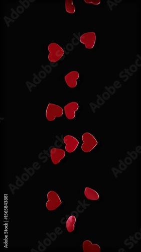 Red Hearts Falling Love Romance Valentine Day Hearts Background