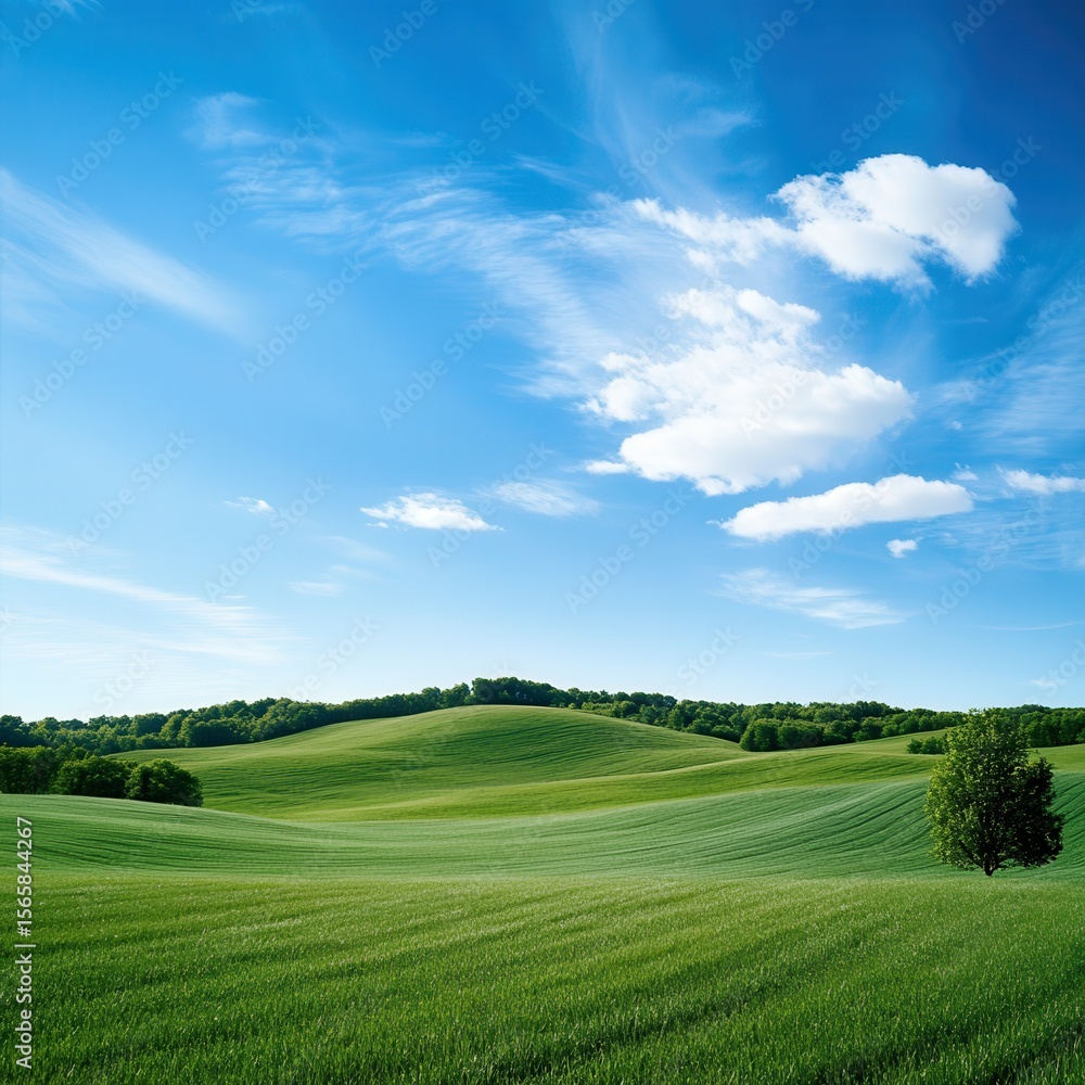 Obraz premium Rolling Hills Under a Blue Sky