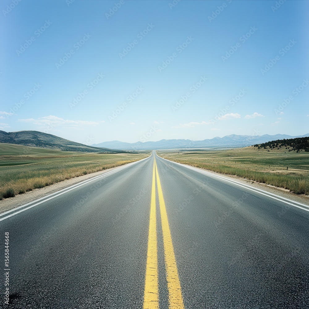 Naklejka premium Scenic Open Road with Beautiful View