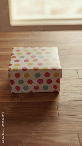 Wooden Polka Dot Gift Box Packaging Design on Table