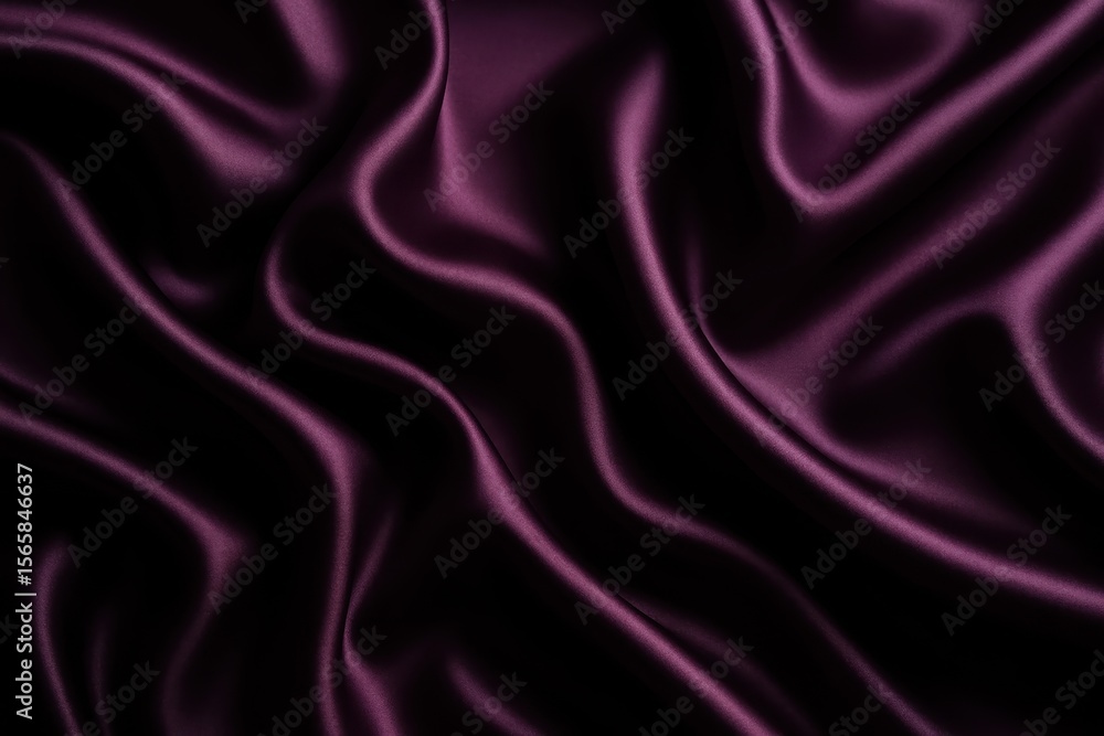 Fototapeta premium Luxurious deep purple satin fabric with elegant draping and soft studio lighting effects