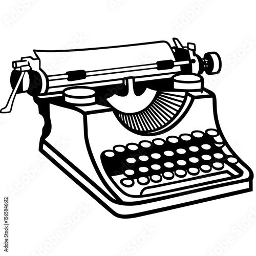 Vintage Typewriter Vector Illustration Retro Office Machine