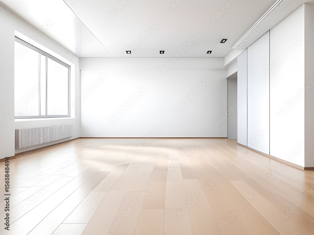 Obraz premium white modern interior with a large windows.