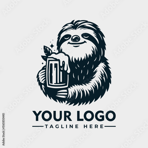 A smiling sloth character holding a frothy beer mug, ready to enjoy.