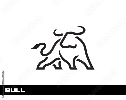 bull cow line art look back logo icon symbol design template illustration inspiration