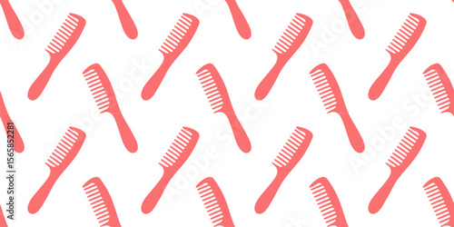 Pattern of pink combs on a white background suitable for various design projects