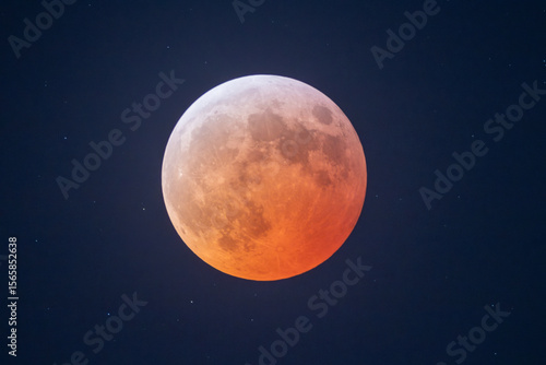 Blood Moon Lunar Eclipse With Stars