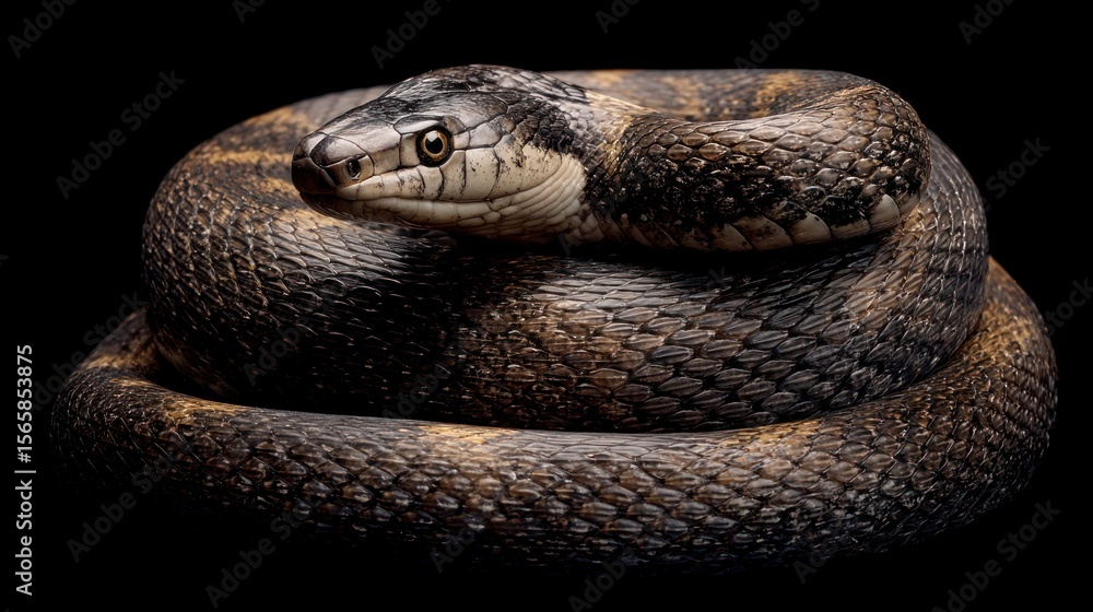 Fototapeta premium Coiled snake close up portrait