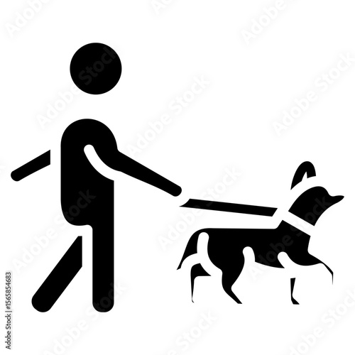 dog walking glyph icon