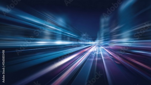 Futuristic Cityscape with Dynamic Light Trails
