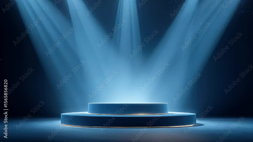 custom made wallpaper toronto digitalA minimalist stage illuminated by dramatic blue lighting, creating an atmospheric backdrop for presentations
