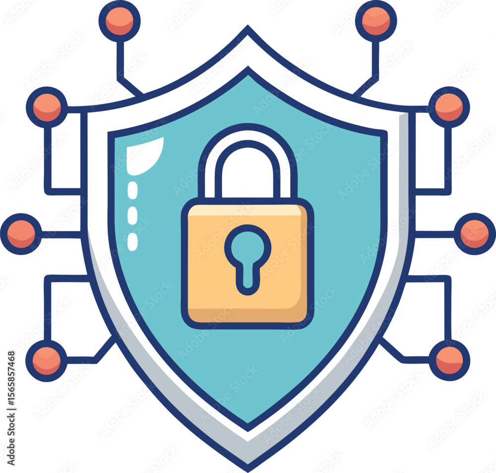 Obraz premium Vector ai technology protection with shield and lock for security