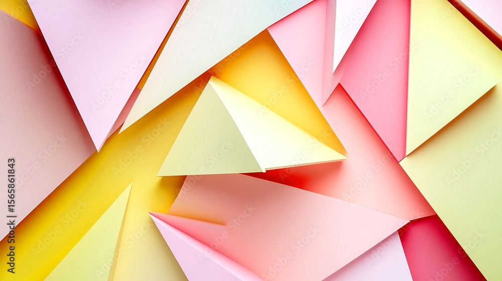 Geometric abstract background with soft pastel pink yellow and green paper folds Geometric abstract background with soft pastel pink yellow and green paper folds