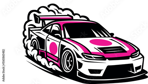 Bold Line Style Japanese Sports Car Vector