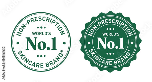 World's No.1 Skincare Brand Non-Prescription round emblem on white background