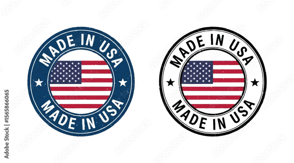 Made in USA label with American flag design Made in USA label with American flag design
