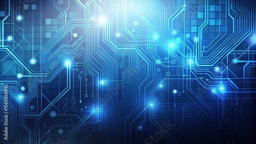 Abstract Technology Background Futuristic Circuit Board Design with Glowing Nodes and Lines