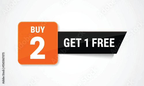 Buy 2 get 1 free promotional sale banner on white background
