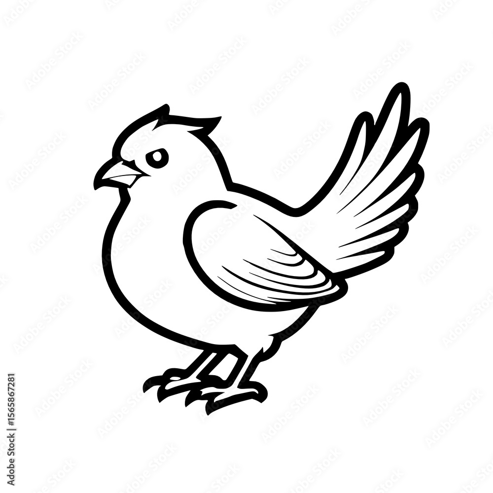 Fototapeta premium hand drawn outline black and white bird.