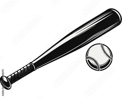 A striking black silhouette of a baseball bat presented as a clean graphic element perfect for sports themed designs and branding applications