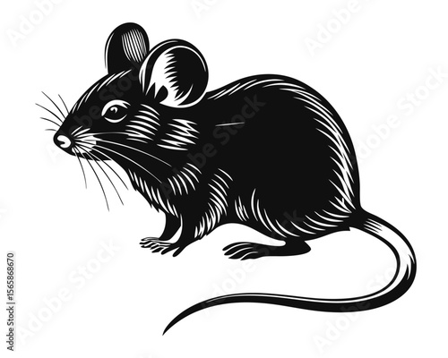 A striking black rodent silhouette elegantly rendered with clean lines presented clearly against a bright uncluttered backdrop for versatile design applications