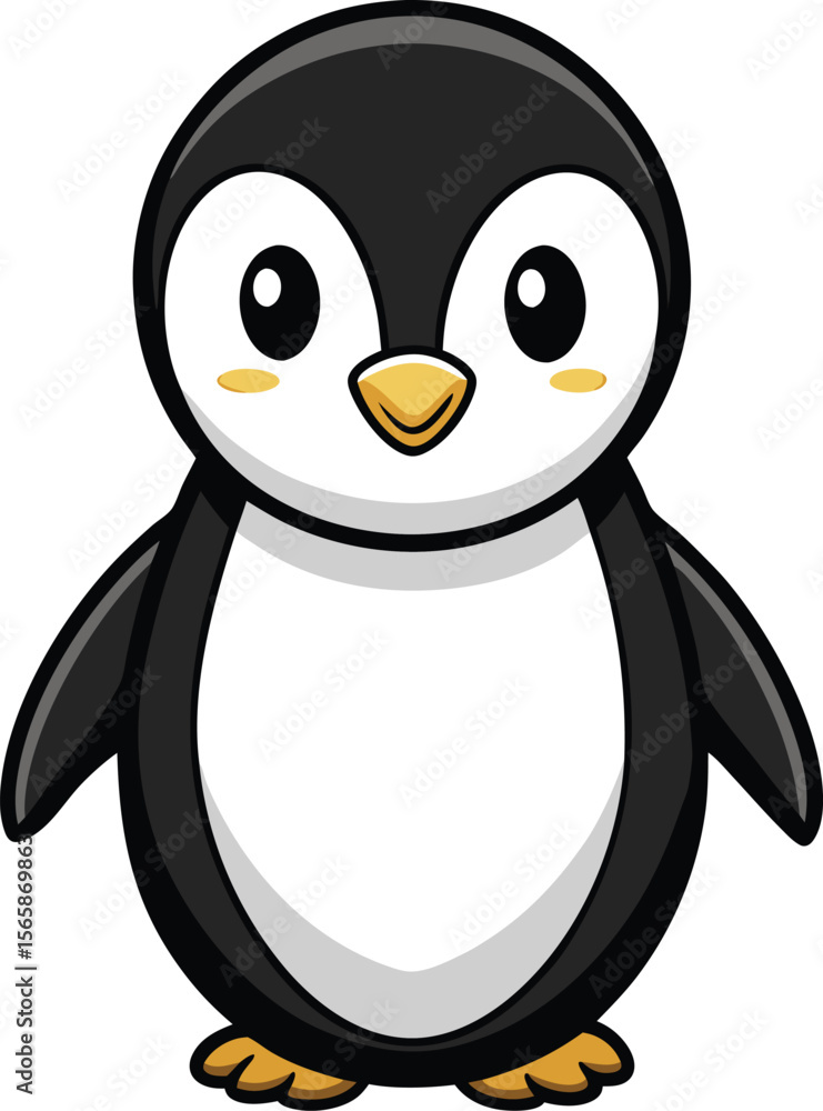 Obraz premium Stylized Baby Penguin Vector Illustration on White Background