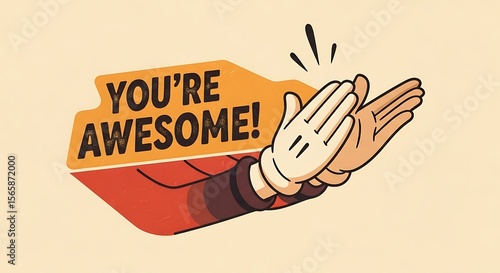 Cartoon hands clapping next to a banner that reads 