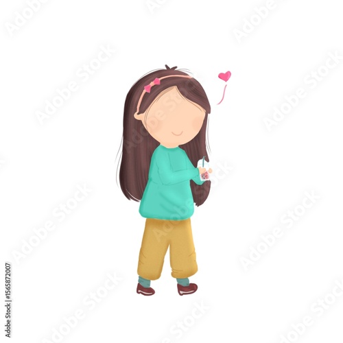 little girl loves boba