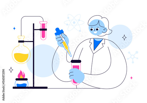 Experiment Vector Illustration Featuring a Laboratory Conducting Scientific Research, Experimentation, and Measurement to Test a Hypothesis