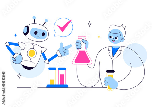 Experiment Vector Illustration Featuring a Laboratory Conducting Scientific Research, Experimentation, and Measurement to Test a Hypothesis
